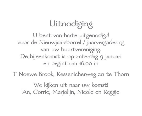 uitnodiging nieuwjaarsborrel